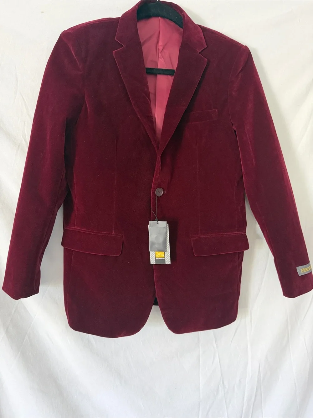 Deep Burgundy Velvet Kids Blazer - Single-Button Dress Jacket
